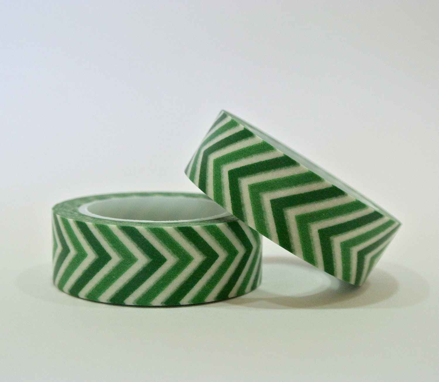 Two-Toned Green Half Chevron Washi Tapes / Japanese Masking Tapes