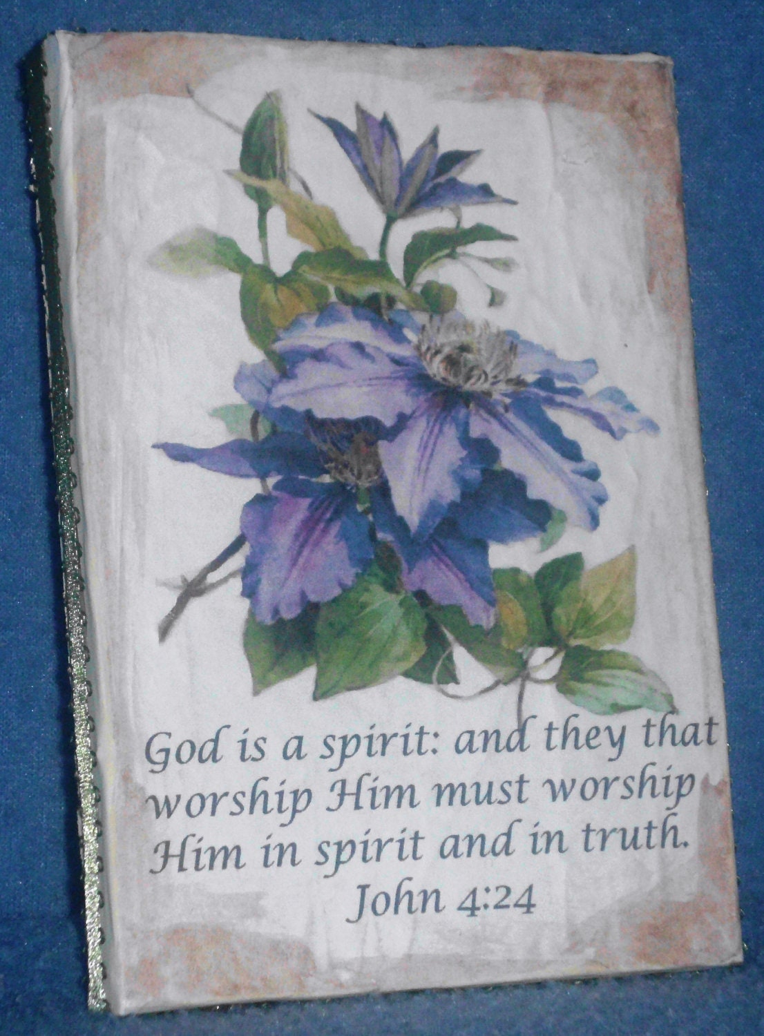 Clematis John 4:24-Recycled Wood-Wall Hanging-Wall Decor for home decor-shabby chic, vintage looking, distressed houseware