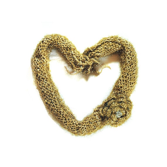 Knitted Necklace,crochet necklace, Accessory, Brown, Golden Brown, Jewelry, Accessory,  Night Accessory,  Gold, Brown, Caramel,Valentine - gonulk