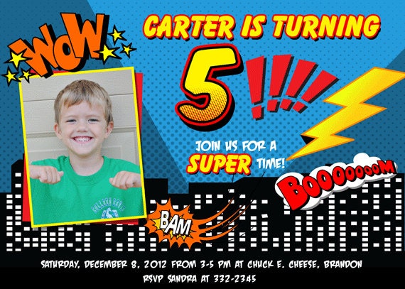 Super Hero Comic Birthday Party Invitation Il_170x135