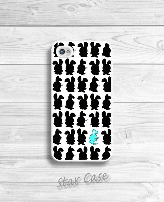 iPhone 4/ 4s and 5 Case - Cell Phone Cover - iPhone Hard Case - Blue Rabbit Girly Cute Funny Humor Christmas Gift For Her