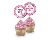 10 Bachelorette party cupcake toppers Bridal shower circles decoration pink black favor tags Printable stickers DIY silhouettes personalized Il_170x135