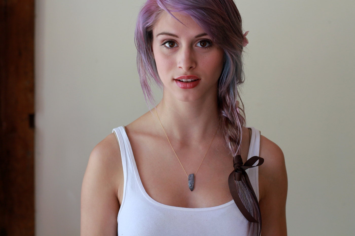 Blue Mystic Quartz Crystal Necklace Gold Chain Rough Raw Gemstone Crystal Point Handmade Jewelry
