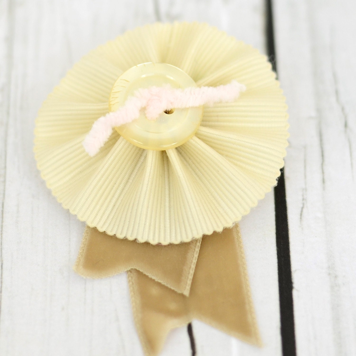 Vintage Button Pleated Medallion Brooch