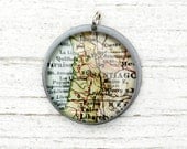 Santiago Chile - Vintage Map Pendant in Handmade Setting