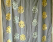 Shower Curtain-Charcoal Grey with Mantra print