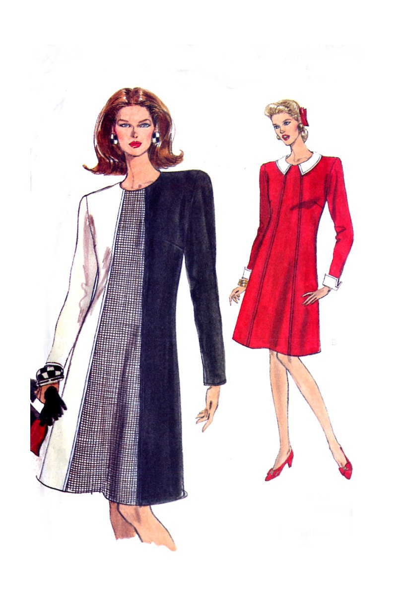 Vogue 8167 Easy A-Line Dress Pattern - Long Sleeves - Sizes 8-10-12 - Uncut - treazureddesignz