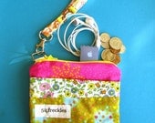 FREE  US shipping, zipper pouch wristlet - A Perfectly Unpredictable Pouch, ready to ship