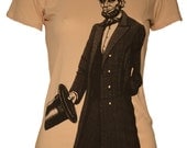 SALE Women's Abe Lincoln Tee with Front and Back Designs Election Patriotic Victorian