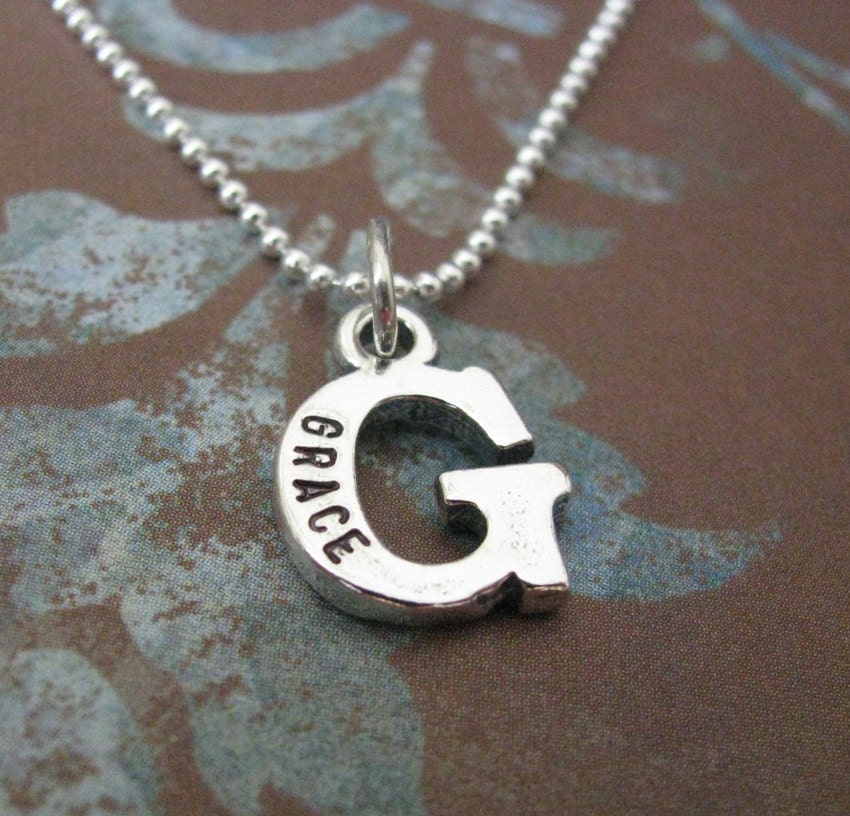 sterling silver single initial with name necklace