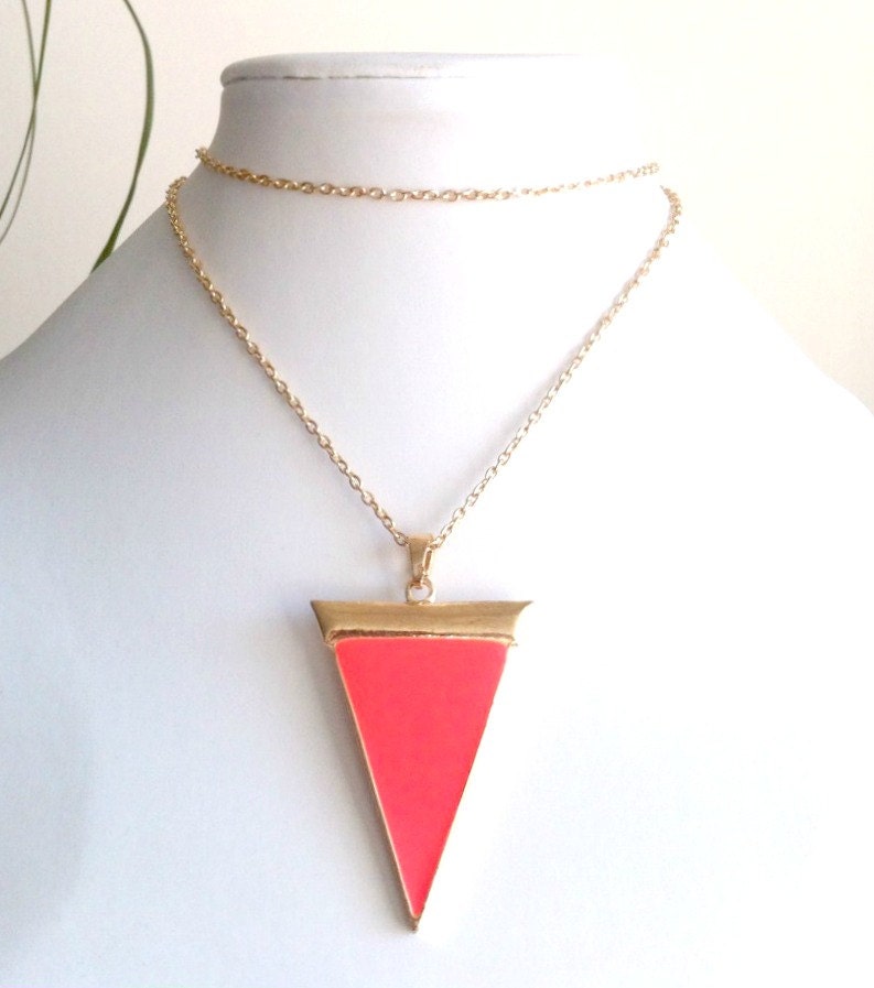 Neon Orange Geometric Necklace