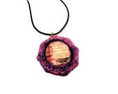 Bird & Cage Fuchsia Pink and Purple Glitter Necklace, Handmade Pendant by Bohemian Bear