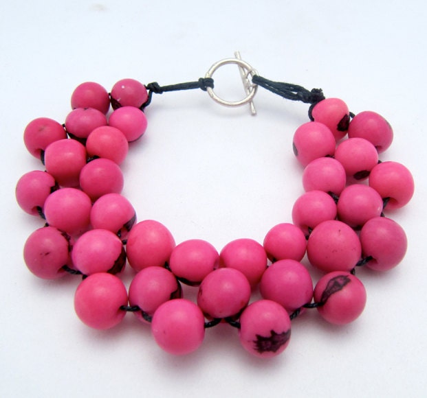 Girls Pink Bead Bracelet, Chunky bead bracelet, acai jewelry, acai bracelet, Mexican pink bracelet, seed bead bracelet