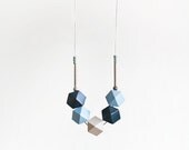 Geometric Necklace / Geometric Jewelry / Navy Blue Light Blue White Brass Necklace