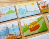 San Francisco Magnet - San Francisco, Golden Gate Bridge, California, Victorian House, Lombard Street, Gift, Cable Car, Tram, Skyline,