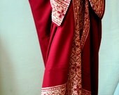 Crimson Red Pareo - Beach Sarong - Batik Sarong Skirt - Beach Cover Up - Women's Skirt - Celtic Cross Motif Red Sarong - Summer Swimwear