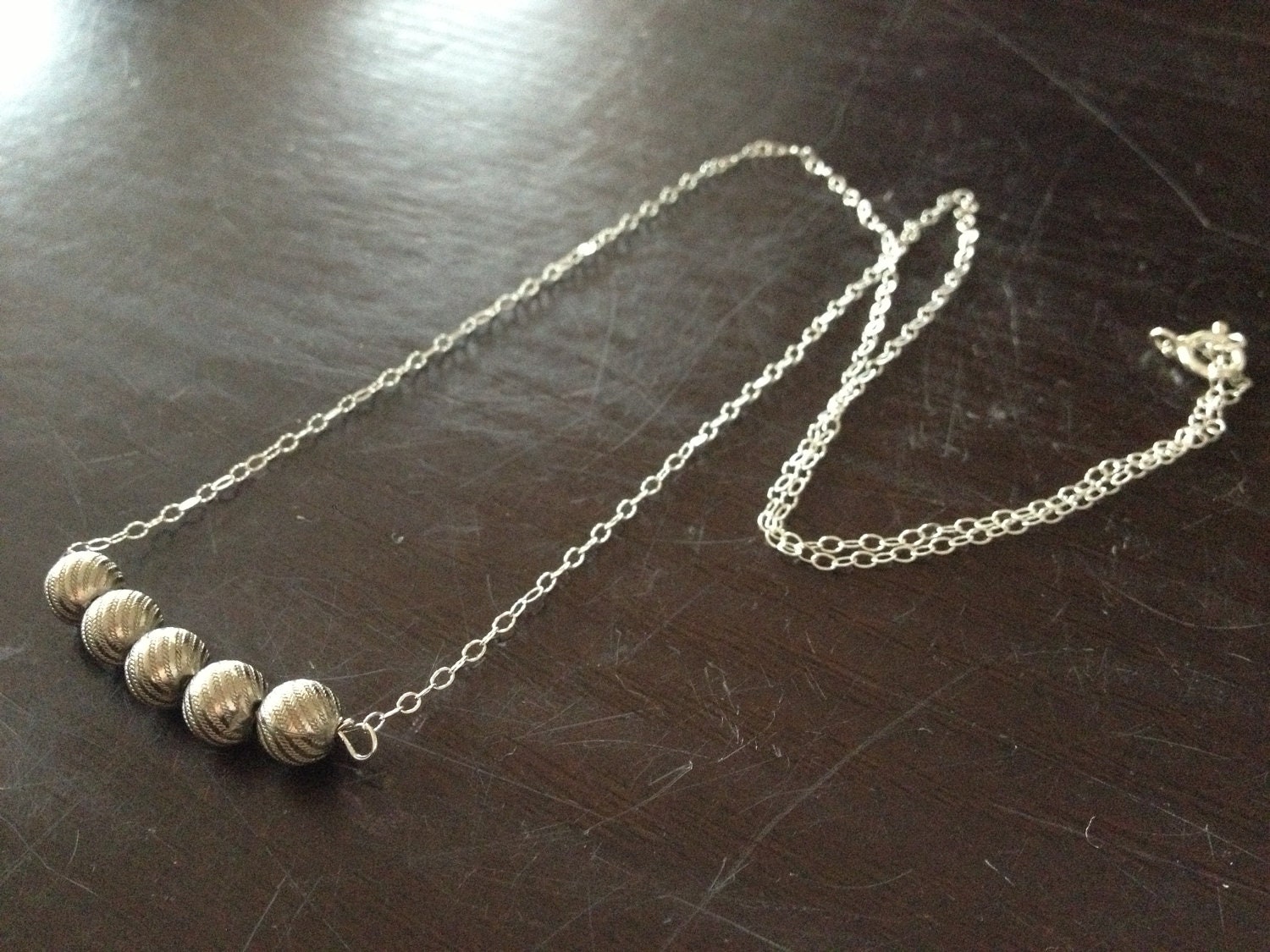 one of a kind // vintage sterling beads on a wire / a sterling silver necklace