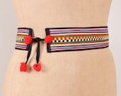 Vintage Quilted Obi Belt - Womens L / XL / Plus Size