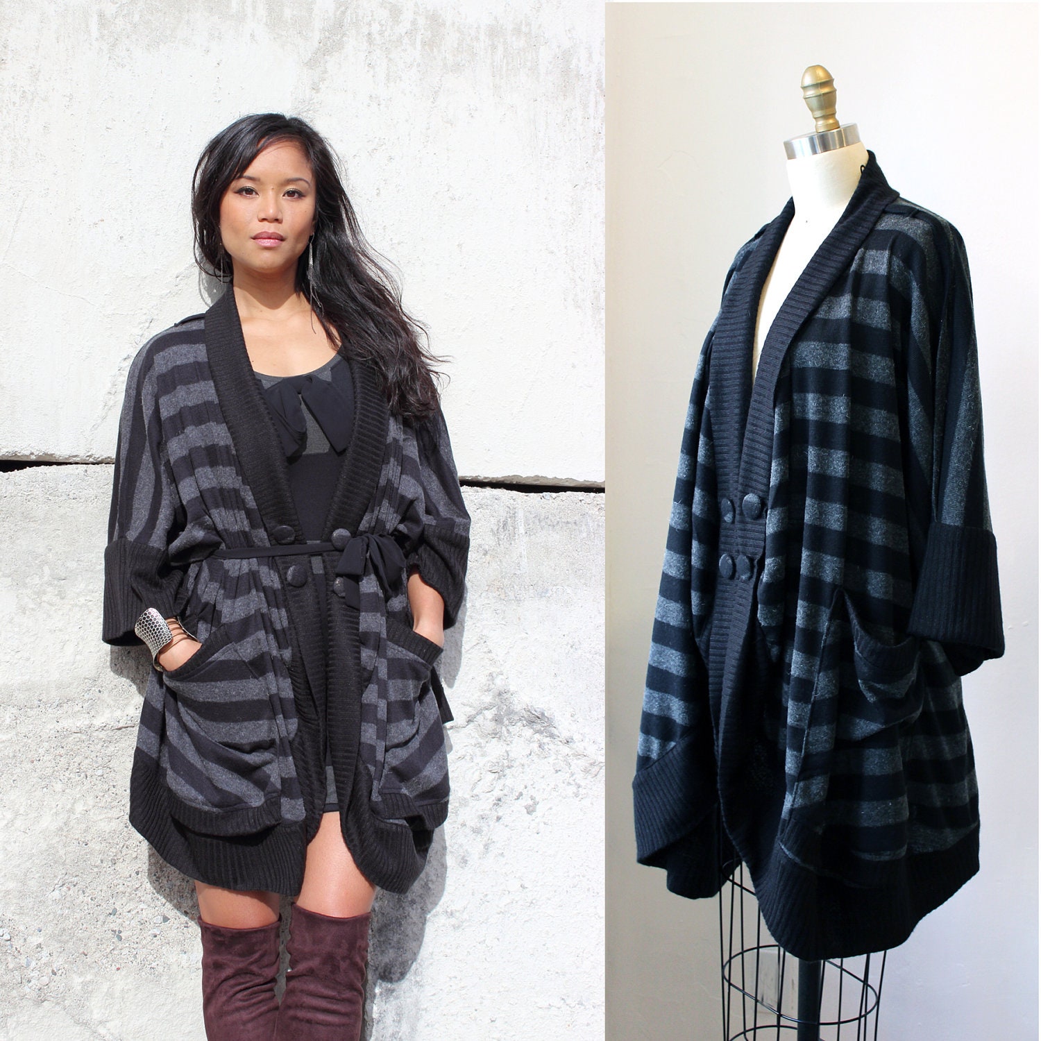 Walah Cardigan /  Two way wrap sweater with dolman sleeve  One size - Simone's Rose fall collection