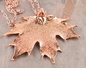 Necklace with Copper Dipped Real Sugar Maple Leaf Pendant, Copper Leaf Pendant, Maple Leaf Necklace