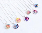 Floral Fine Art Wood Pendant Necklace