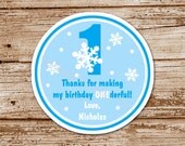 SET of 12 SNOWFLAKE Favor Tags or Stickers : Winter Onederland, Wonderland, Pink OR Blue Il_170x135