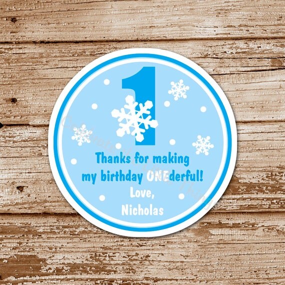Set of 12 Snowflake Favor Tags, Stickers : winter onederland, wonderland, pink OR blue Il_570xn