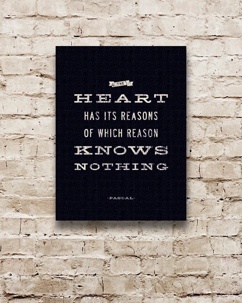 THE HEART Stretched Canvas Art. Inspirational Quote. Typography Print. Home decor. 12 x 16