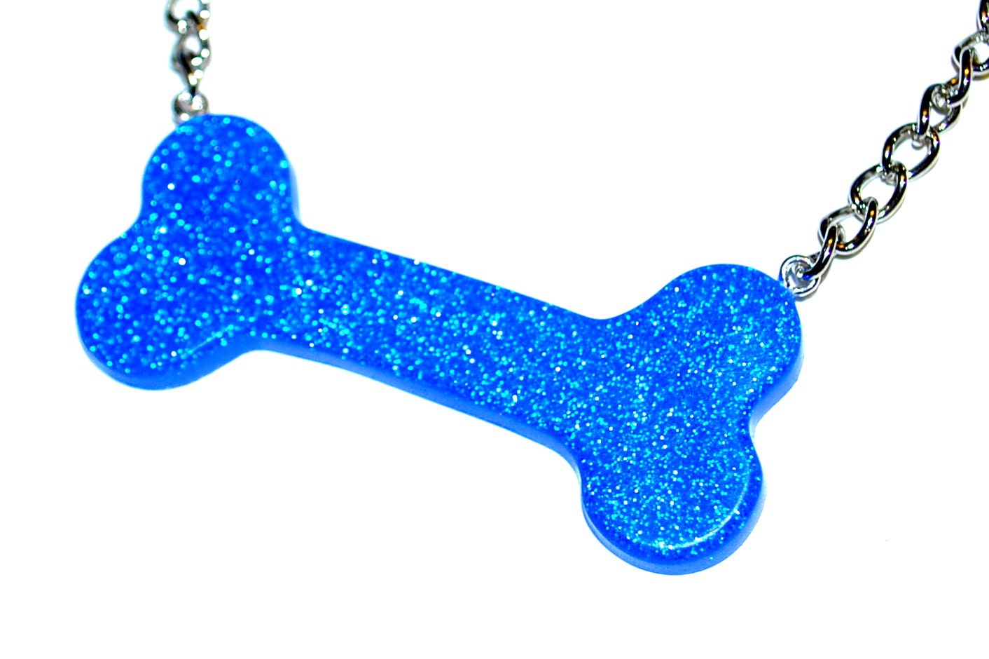40% OFF - Large Blue Glittery Bone Necklace