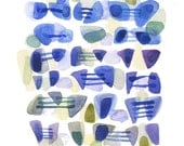 Watercolor painting Sea Glass Ultramarine Abstract Art beach glass  Modern Art contemporary home decor