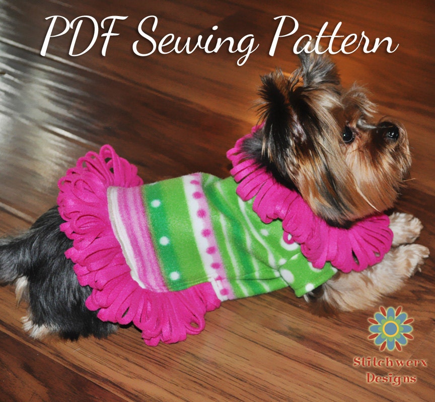 Dog Clothes Sewing Pattern -Small Dog Fleece Sweater Pattern - PDF Sewing Pattern  S205- 5 Sizes, 2 Styles Included