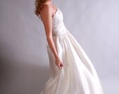 1960s wedding dress . 60s metallic silver strapless wedding gown  . Silver Falls