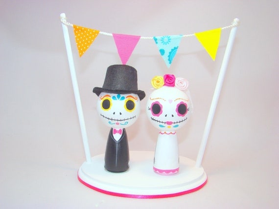 Day of the Dead Kokeshi Doll Wedding Cake Topper
