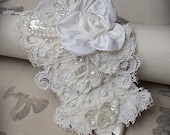 ROSALBA White Bridal Lace Cuff Wearable Art Wedding