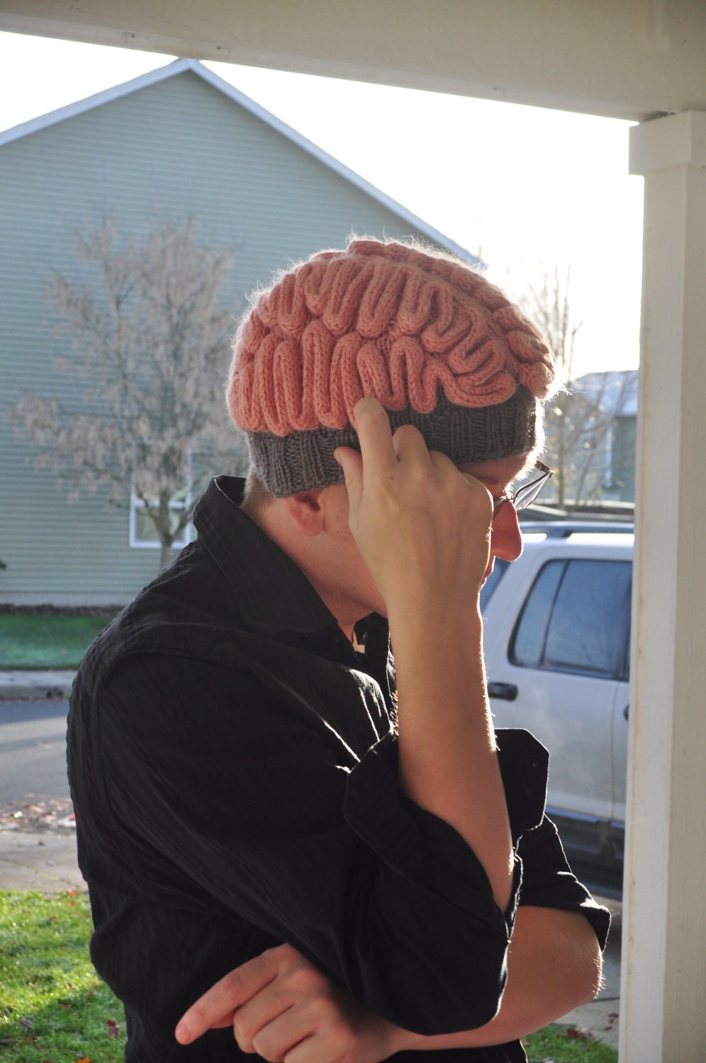 Custom Order Knit Brain Hat