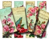 Vintage French Birds Roses Digital Collage Sheet SUMMER BREEZE Printable Images Scrapbooking Tags Bookmarks Cards Art GalleryCat CS203