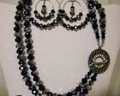 Swarovski Elements Necklace and Earrings  Set in Silver & Grey Tones, Jewelry, Women, Mothers Day, Mother of the Bride