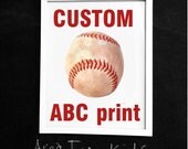 8 x 10 CUSTOM BASEBALL Team ABC Nursery Art Print