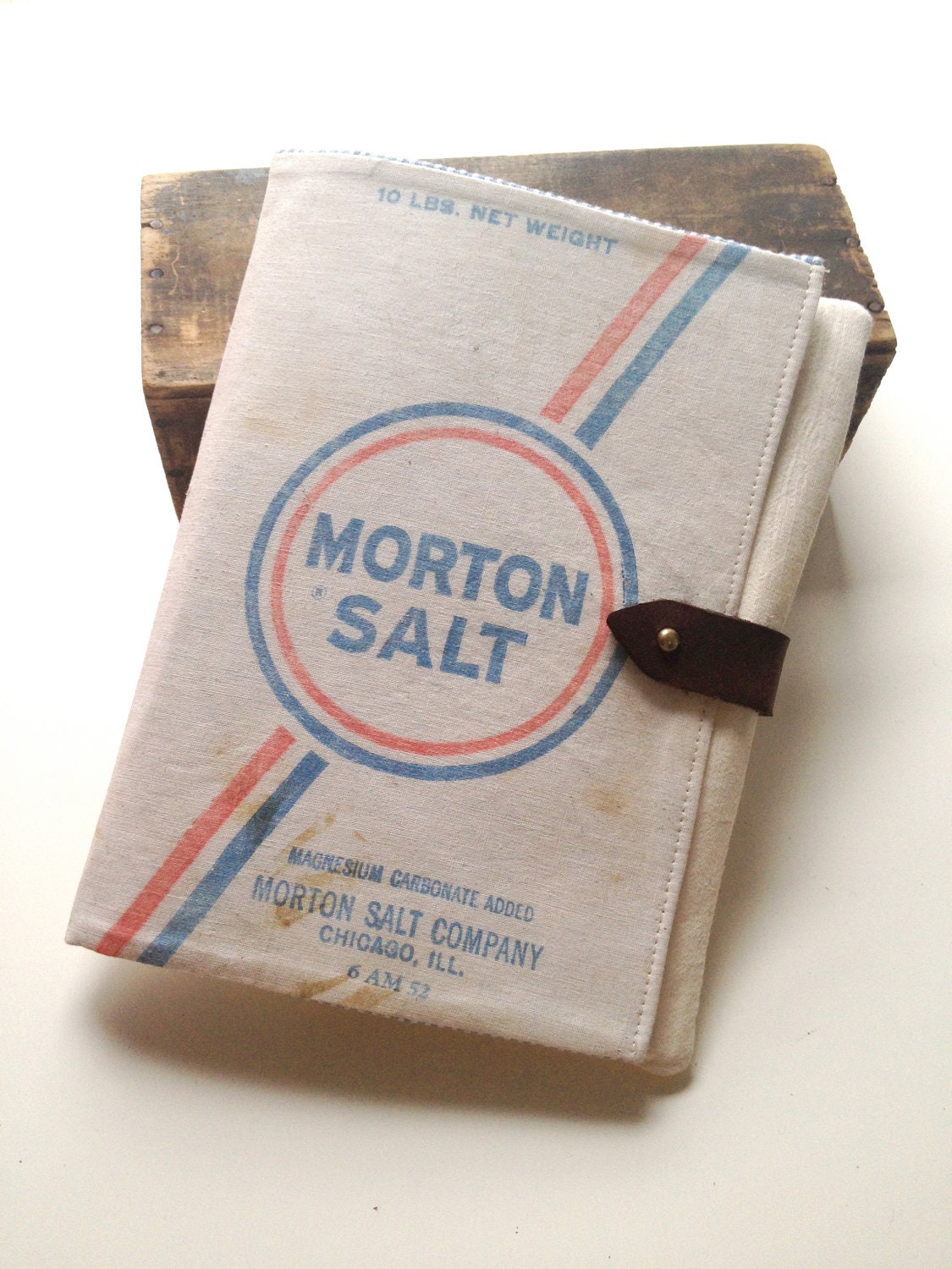 iPad case - Vintage Morton Salt Sack with Leather