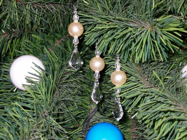 Elegant Pearl & Crystal Ornaments - Set of 3