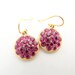 Gold Earrings, Pink Birthstone Earrings, Gift, Drop Earrings, Fuschia Dangle Earrings