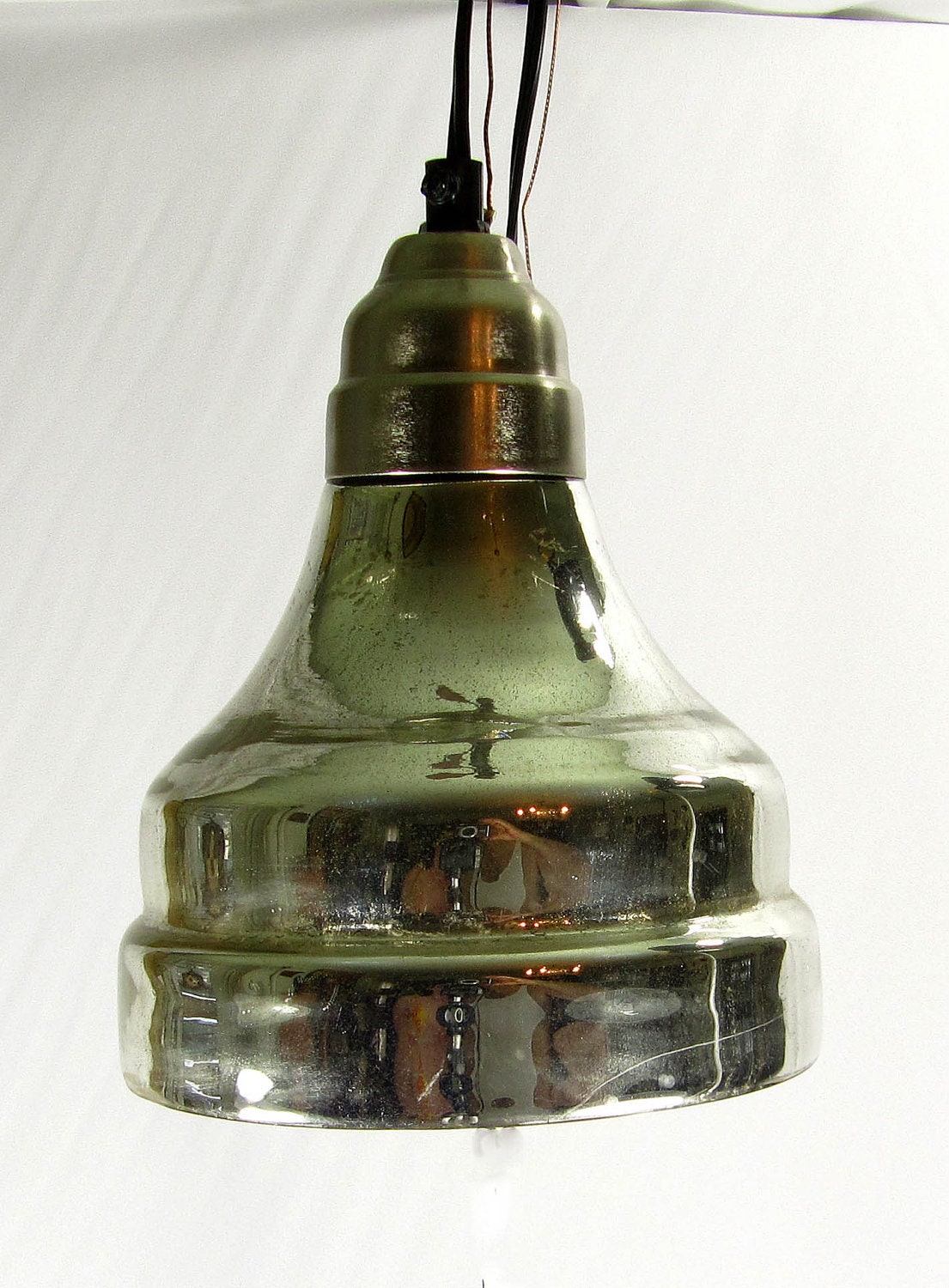 Vintage Glass Pendant Mercury Color Bell Dome Shape Light Fixture