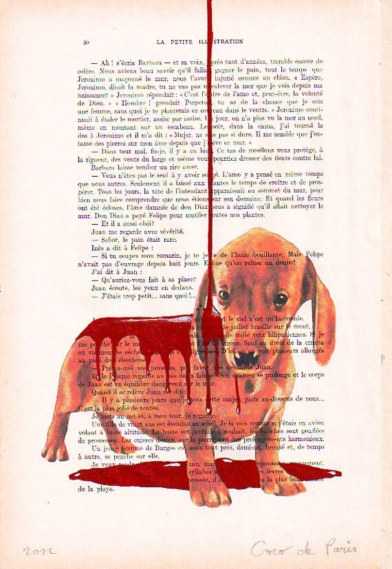 Original Illustration Digital Print Mixed Media  Art Poster Acrylic Painting Holiday Decor Drawing Gifts: Chocolate on daschund
