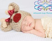Crochet Baby Reindeer Rudolph Hat Newborn 0-3 Months 3-6 Months Photography