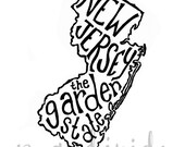 New Jersey the Garden State - White Background - 8x10 Illustrated Print by Mandipidy