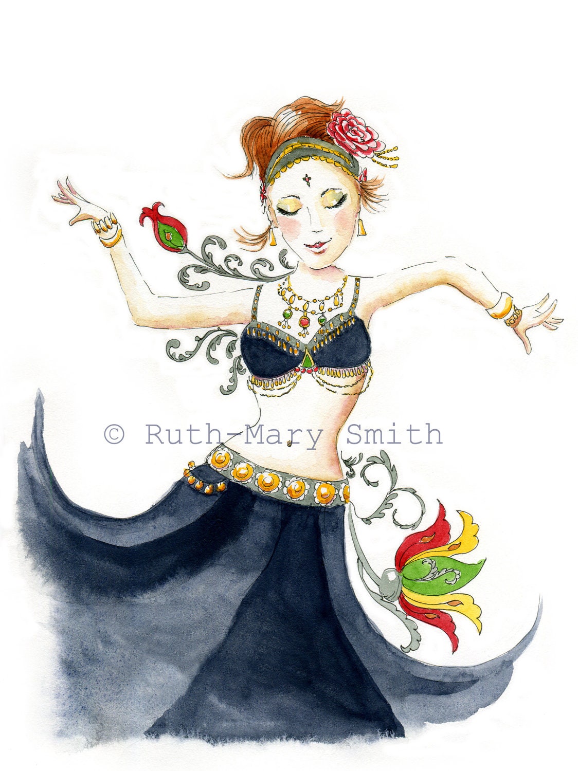 Belly Dance Print 10 x 8 inch Watercolour