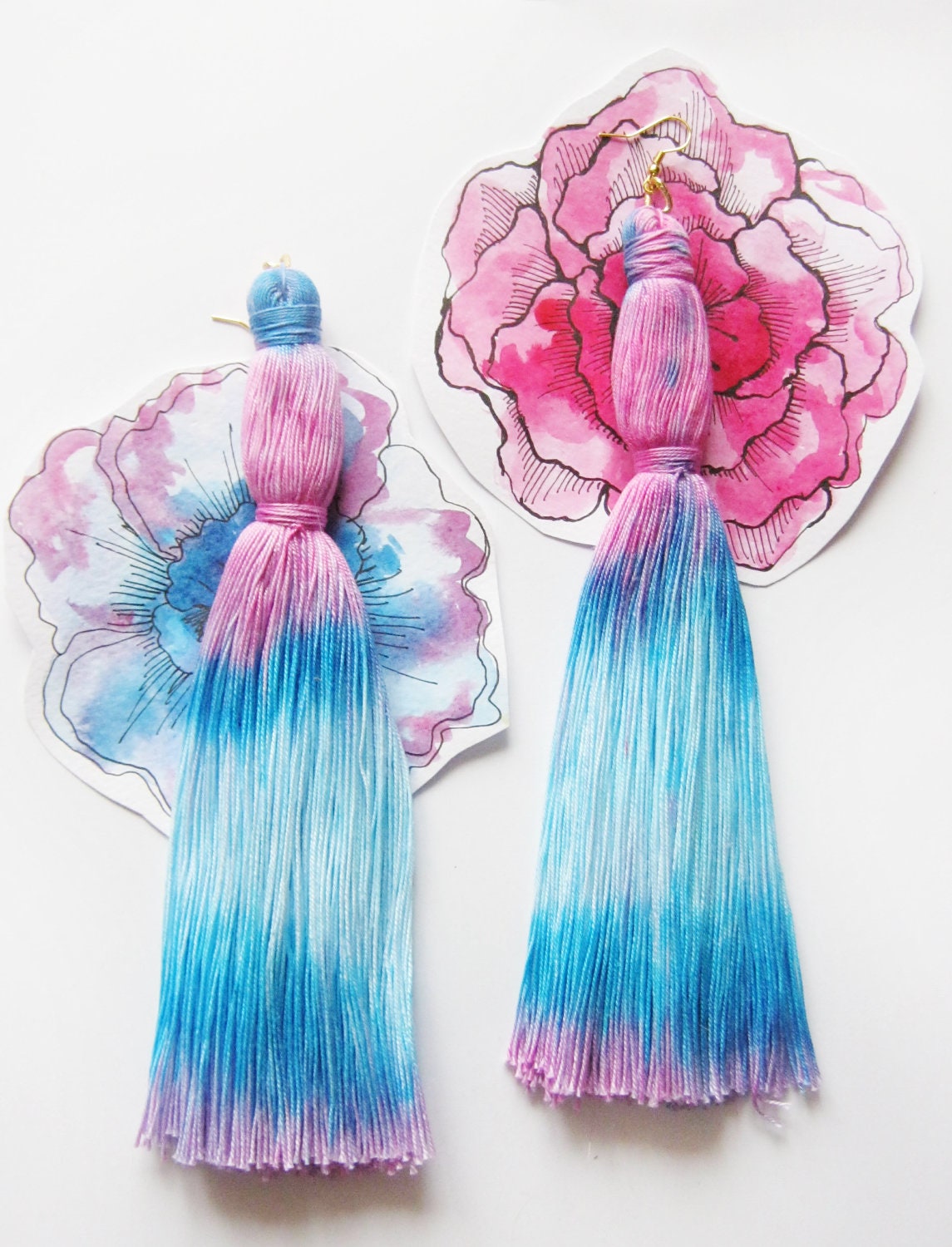 Excitement - hand dyed tassel earrings/murMur