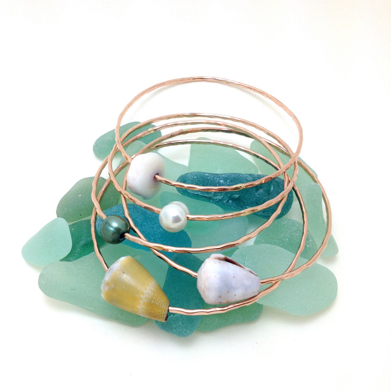 14kt Rose Gold Shell Bangle