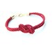 Bridesmaid gift - Small dark red silk Knot Bracelet - 24k gold plated