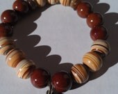Cinnamon coffee swirl stretchy bronze coin beaded bracelet